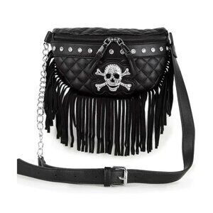 Fringed Skull Design Crossbody Sling